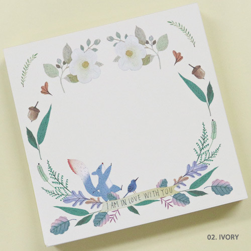 Ivory - Indigo Willow flower pattern memo notepad