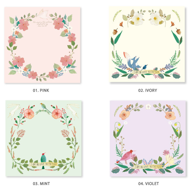 Color - Indigo Willow flower pattern memo notepad