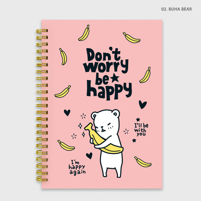 Buha bear - Cute illustration A5 spiral lined notebook