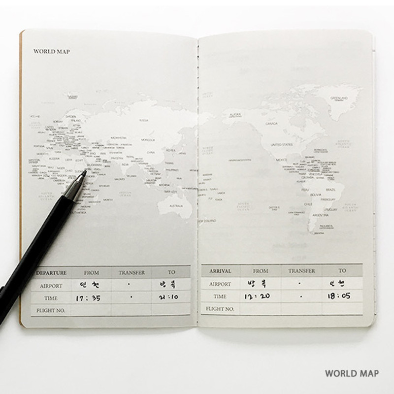 World map - O-check Light travel daily planner notebook World map - O-check Light travel daily planner notebook