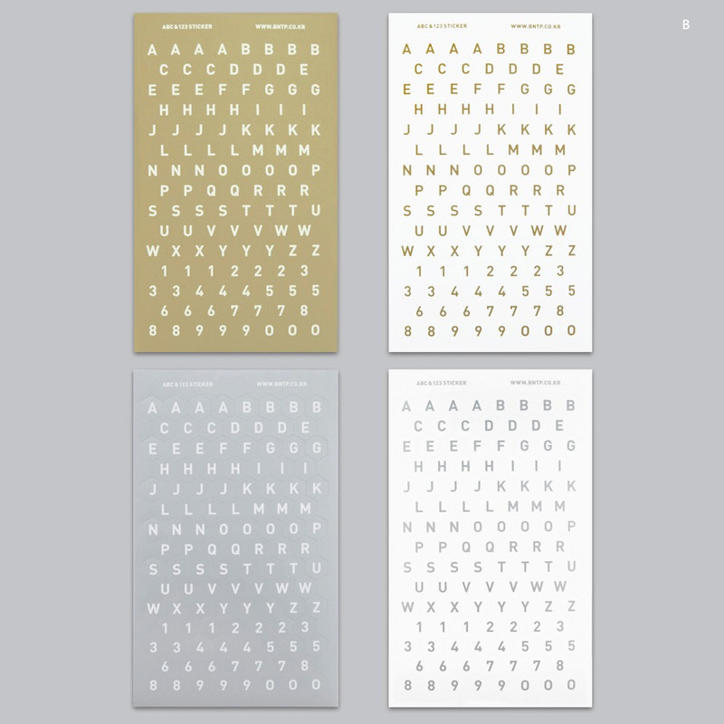 Gold and Silver - Alphabet and Number paper sticker set