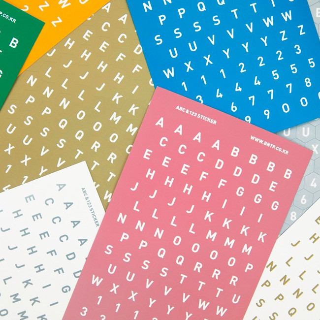 Alphabet and Number paper sticker set