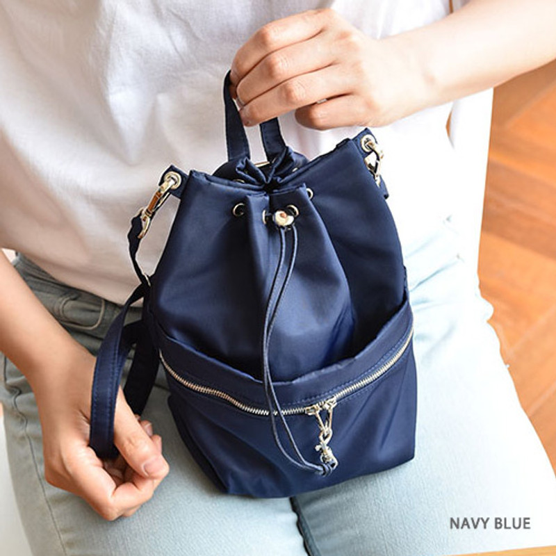 Navy blue - Holiday drawstring crossbody bucket bag Navy blue - Holiday drawstring crossbody bucket bag
