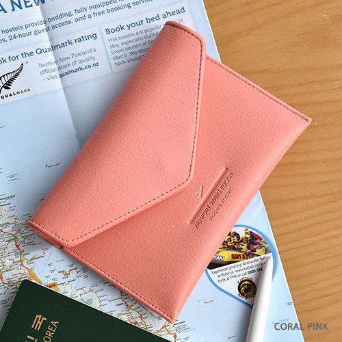Coral pink - Away we go swing RFID blocking passport case