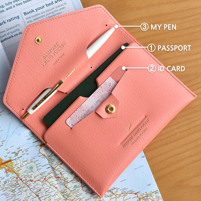 Detail of Away we go swing RFID blocking passport case