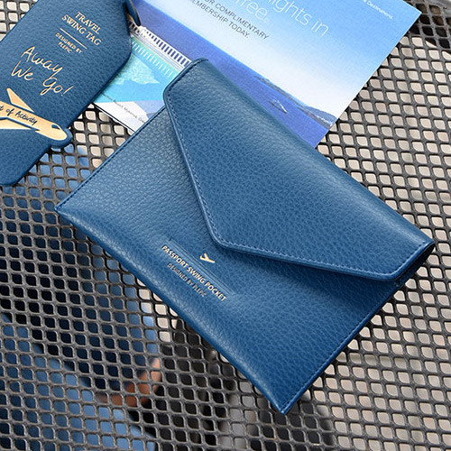 Navy blue - Away we go swing RFID blocking passport case