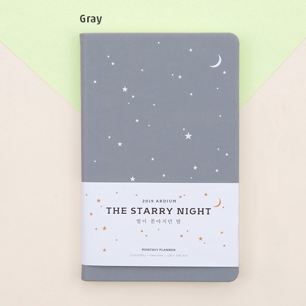 Gray - 2019 Starry night dated monthly planner