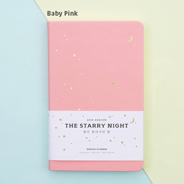 Baby pink - 2019 Starry night dated monthly planner