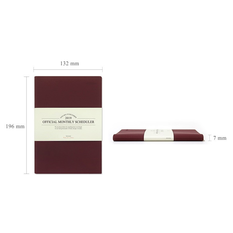 Size - 2019 The basic official small dated monthly planner