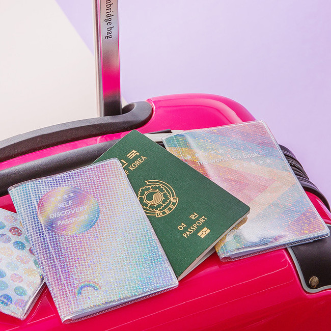 Rainbow hologram passport case holder