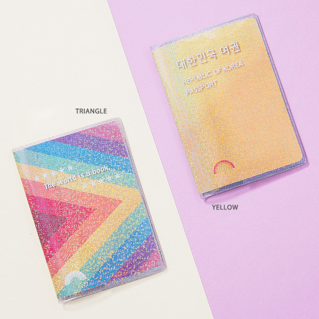 Triangle, Yellow - Rainbow hologram passport case holder