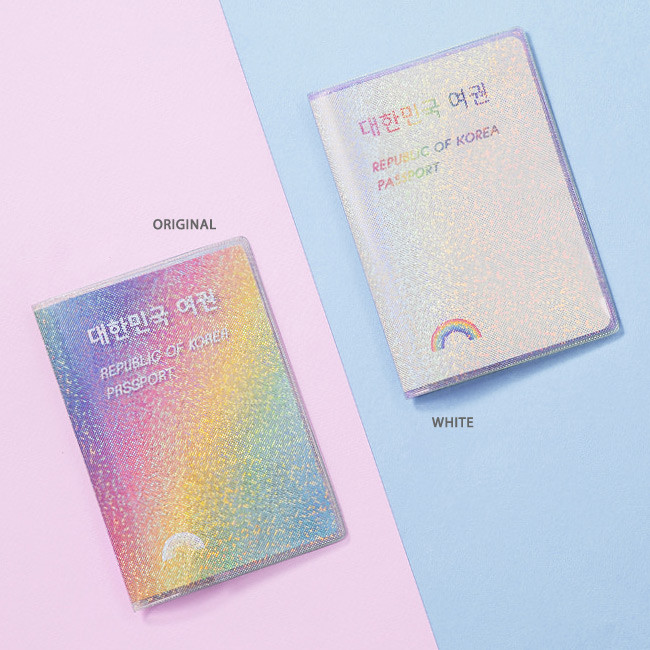 Original, White - Rainbow hologram passport case holder