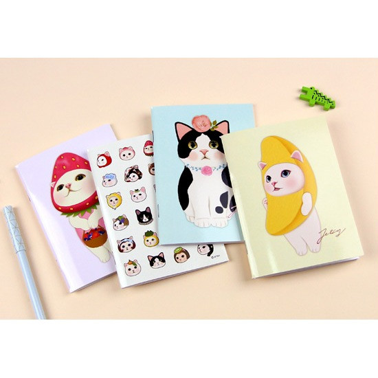 Choo Choo cat small lined and grid notebook ver2