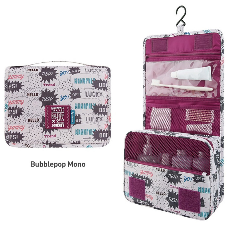 Bubblepop mono - Enjoy journey large travel hanging toiletry pouch bag