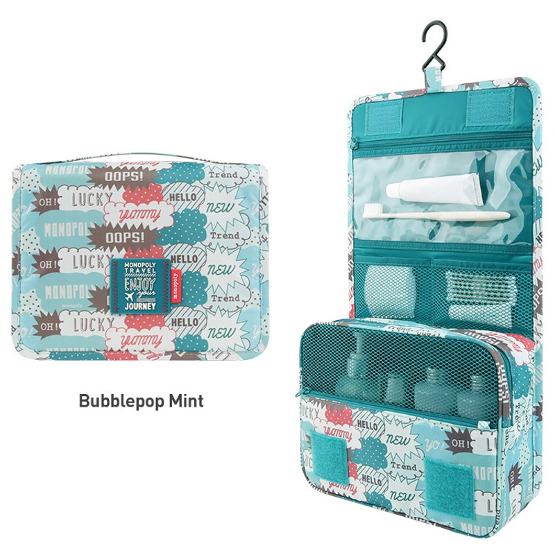 Bubblepop mint - Enjoy journey large travel hanging toiletry pouch bag