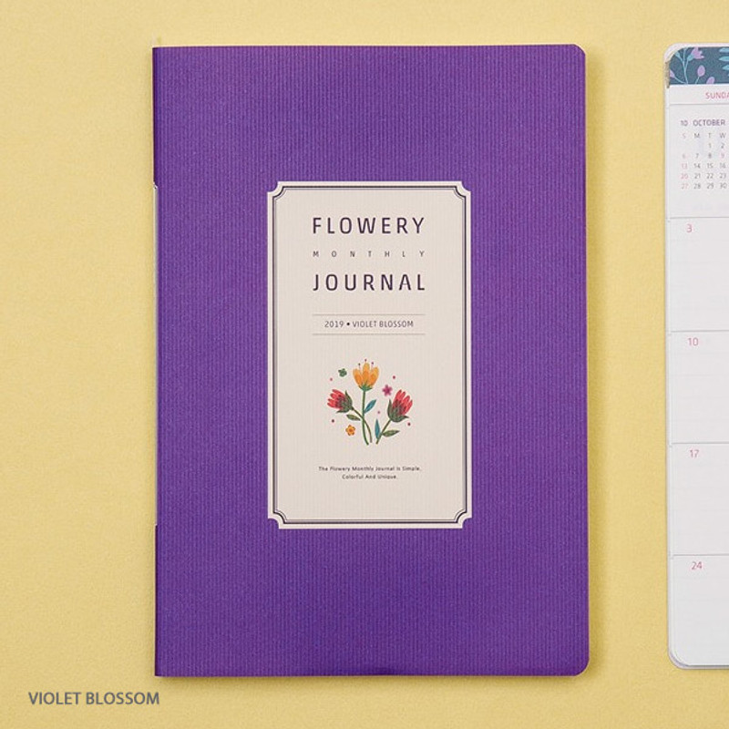 Violet blossom - Ardium 2019 Flower pattern dated monthly journal agenda