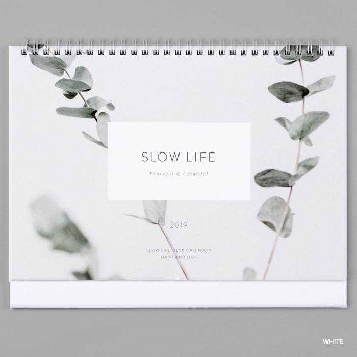 White - 2019 Slow life wirebound desk calendar