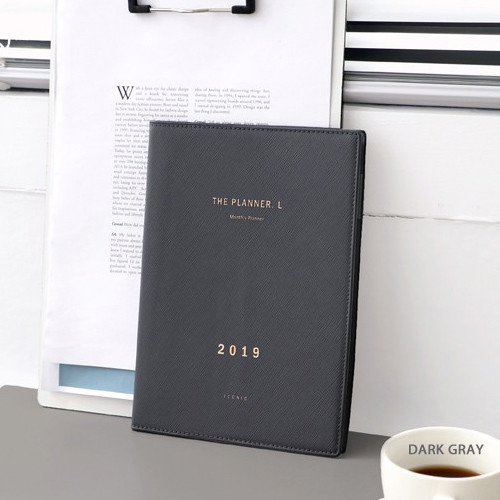 Dark gray - 2019 Simple Large dated monthly planner