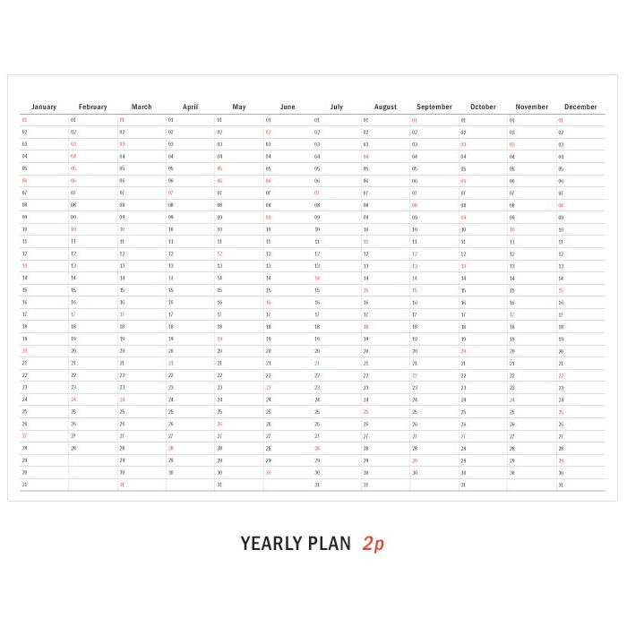 Yearly plan - 2019 Simple Large dated monthly planner