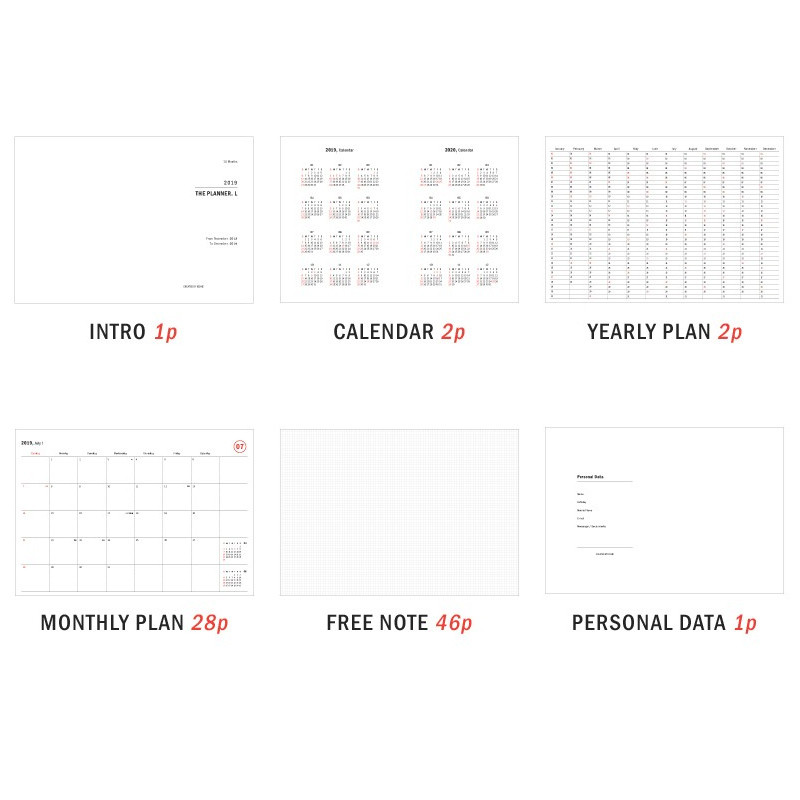 Composition - 2019 Simple Large dated monthly planner