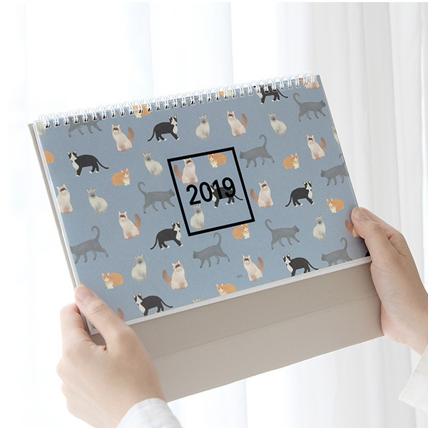 2019 Pattern spiral desk monthly calendar