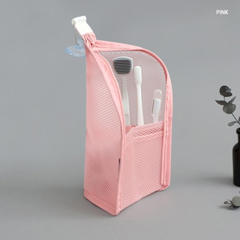 Pink - ICONIC Travel standing zipper toiletry pouch bag  Pink - ICONIC Travel standing zipper toiletry pouch bag