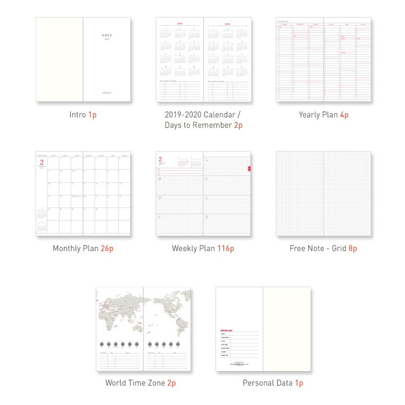 Composition - Paperian 2019 Edit small dated weekly diary planner