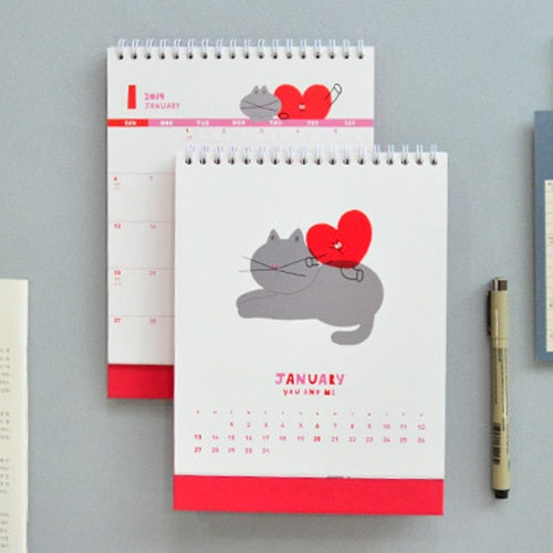 2019 Heart spiral bound desk calendar