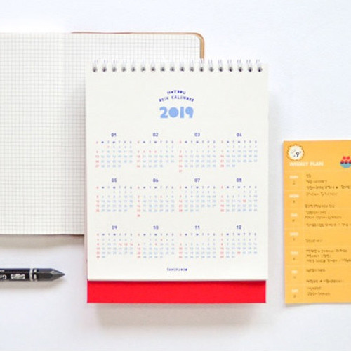 Yearly - 2019 Heart spiral bound desk calendar