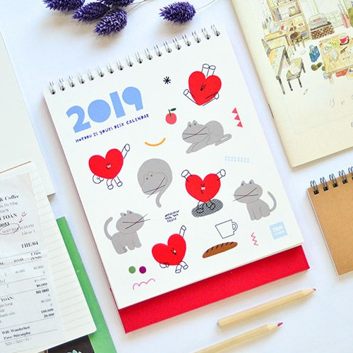 2019 Heart spiral bound desk calendar