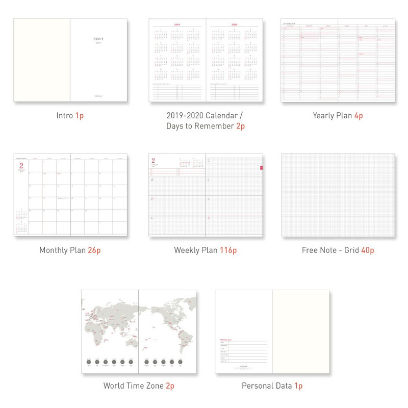 Composition - 2019 Edit large dated weekly diary planner