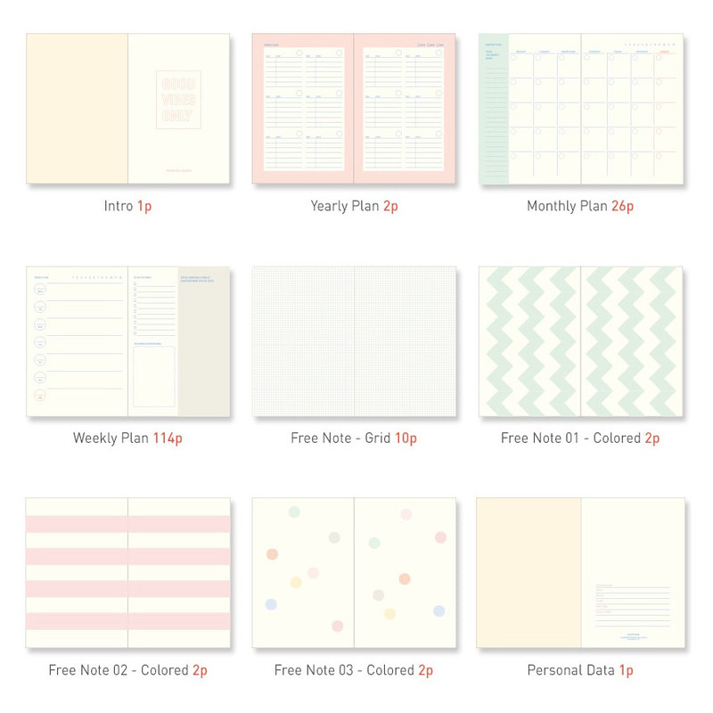 Composition - Paperian Good vibe only undated weekly planner