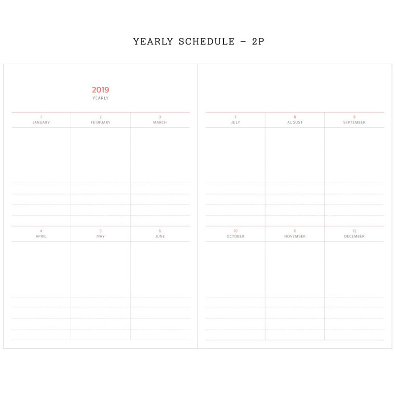 Yearly schedule - 2019 Agenda large dated weekly diary planner