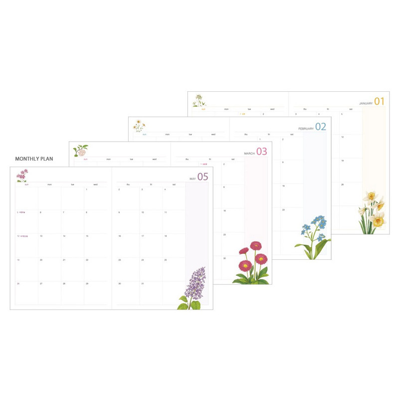 Monthly plan - 2019 Birth flower dated weekly planner