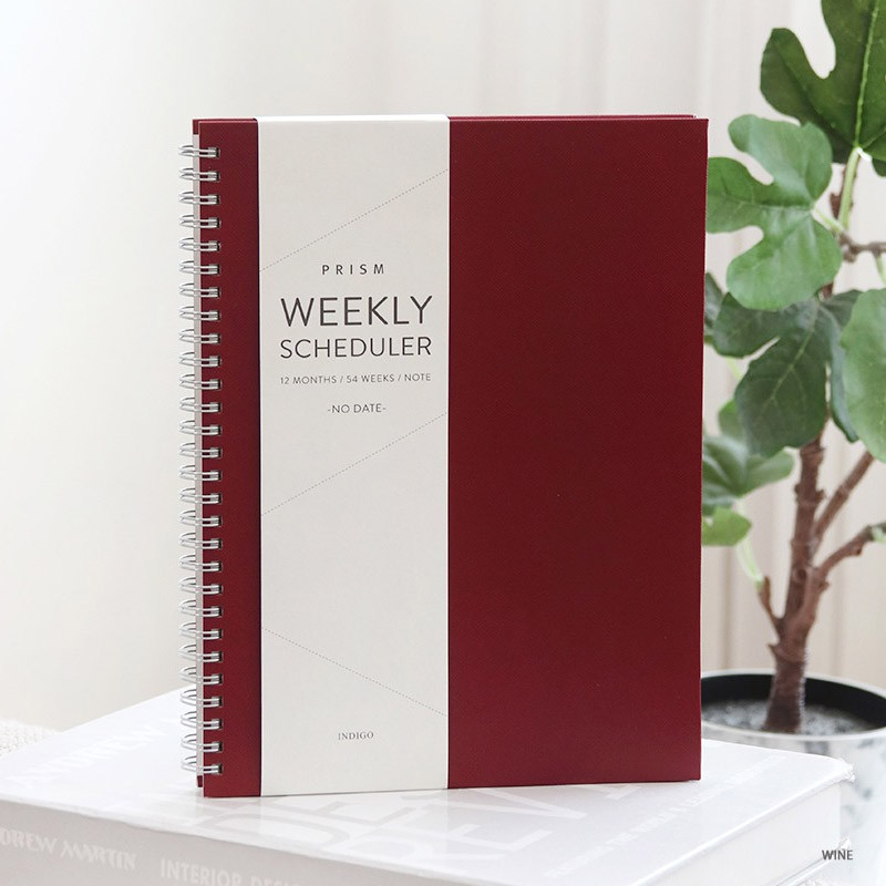 Wine - Indigo Prism spiral bound undated weekly diary planner Wine - Indigo Prism spiral bound undated weekly diary planner