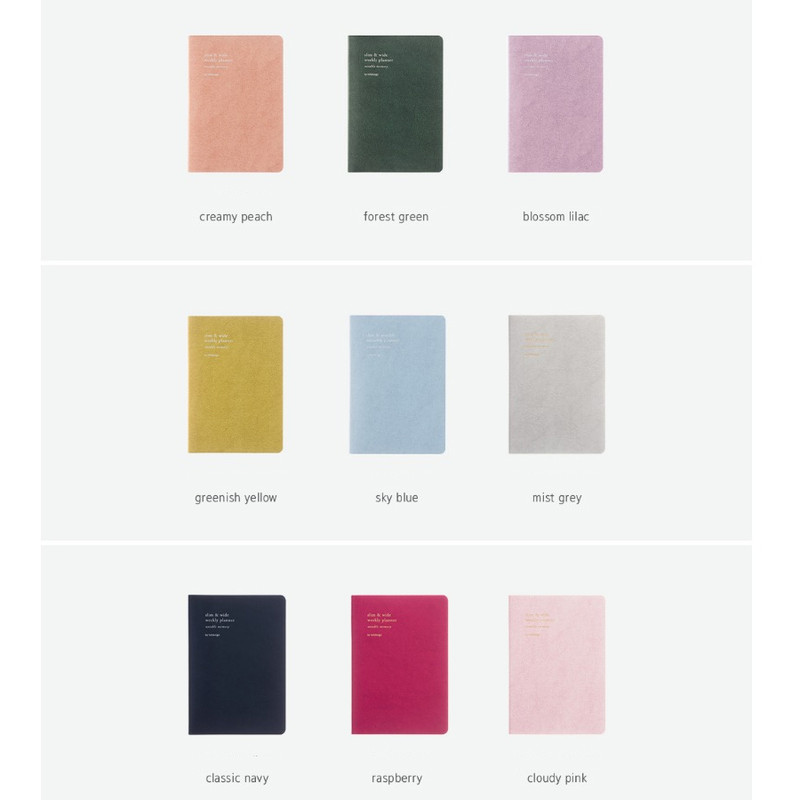 Colors of 2019 Slim and small dated weekly planner