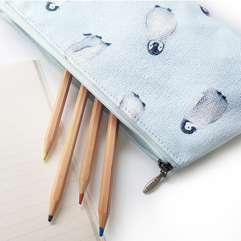 Penguin - O-check Pattern cotton pencil case pouch Penguin - O-check Pattern cotton pencil case pouch