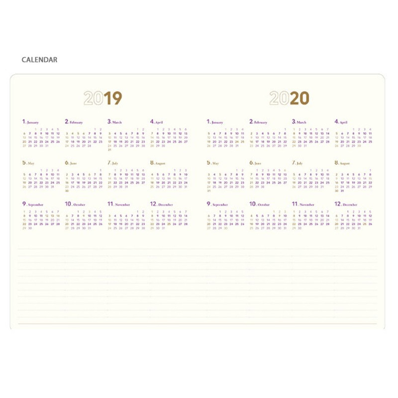 Yearly plan - 2019 Slim and wide B5 dated monthly planner 