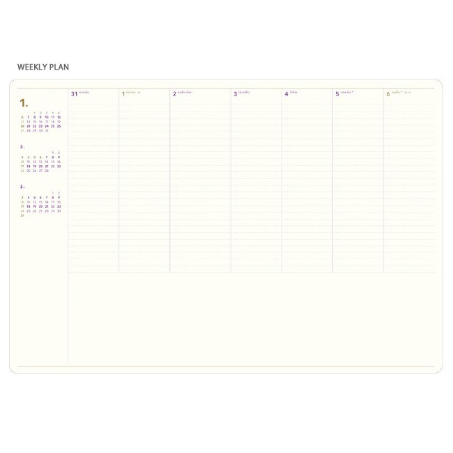 Weekly plan - 2019 Slim and wide A4 dated weekly planner