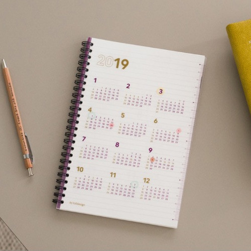 2019 Spiral medium dated monthly second planner