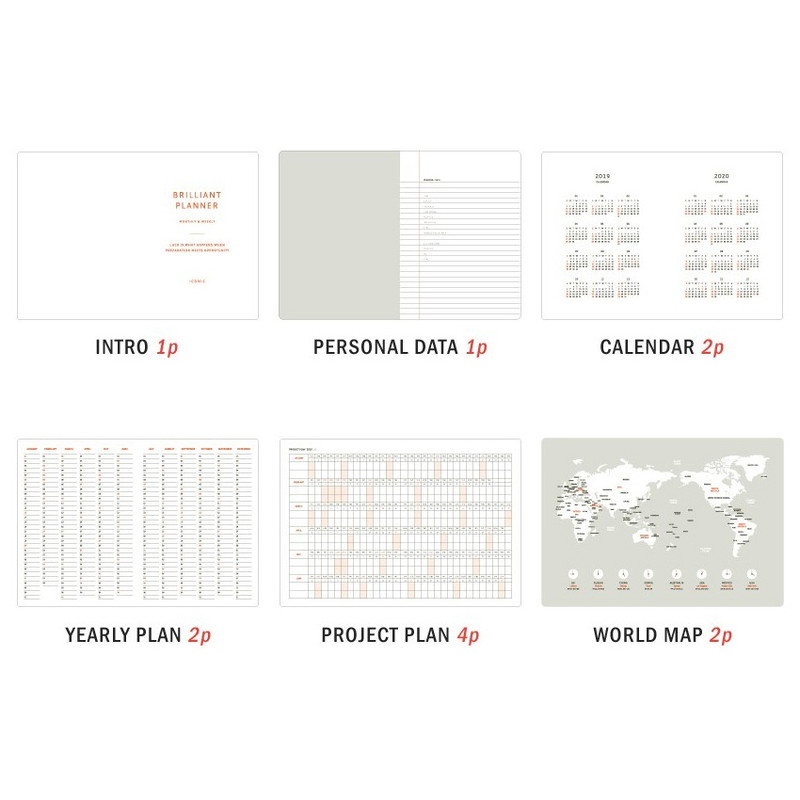 Composition of 2019 Brilliant simple dated weekly planner