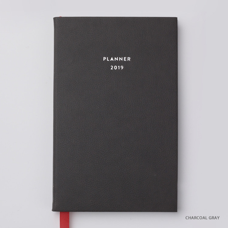 Charcoal gray - 2019 Red bookmark large dated weekly diary