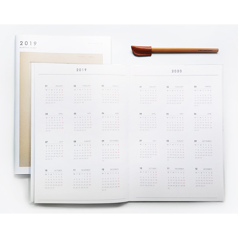 Calendar - 2019 Simple and dot A4 size dated monthly planner