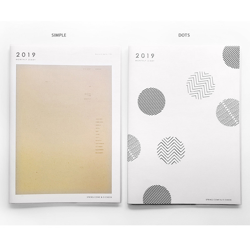  Option - 2019 Simple and dot A4 size dated monthly planner