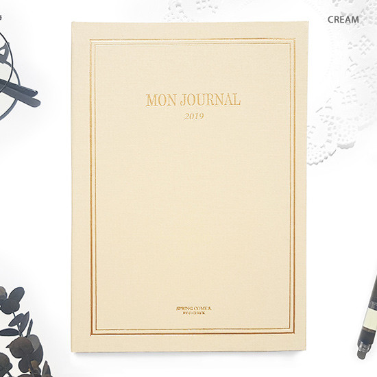 Cream - 2019 Mon journal dated monthly diary planner