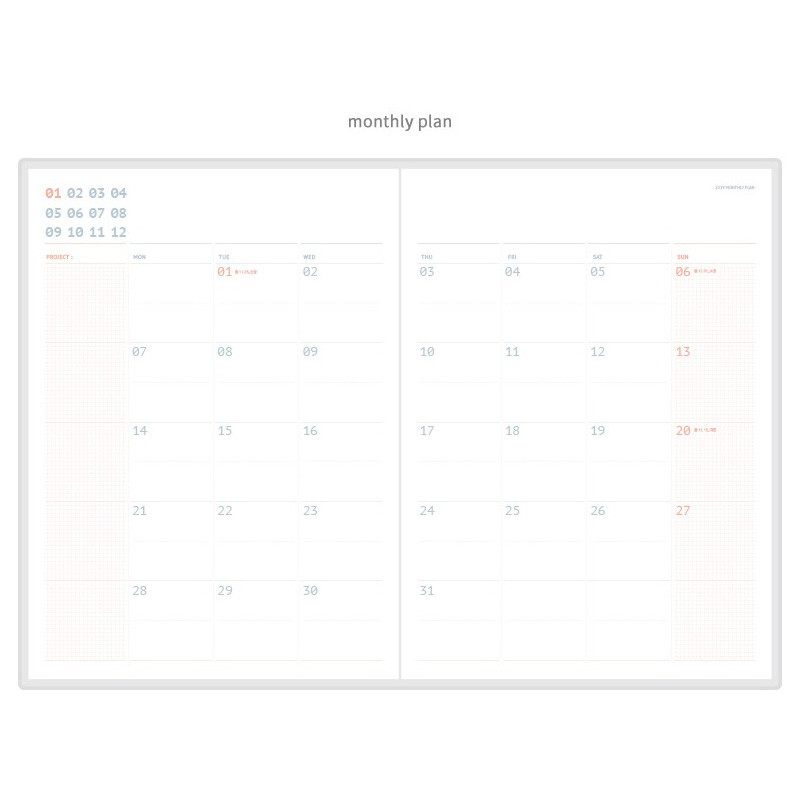 Monthly plan  - ROMANE 2019 Oui 365 for workaholic dated weekly planner