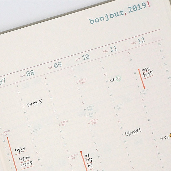 Yearly plan - ROMANE 2019 Oui 365 for workaholic dated weekly planner