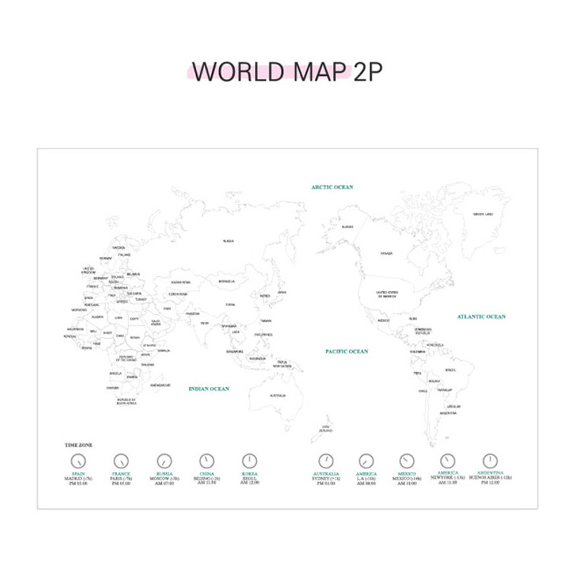 World map - Rainbow dateless weekly diary planner World map - Rainbow dateless weekly diary planner