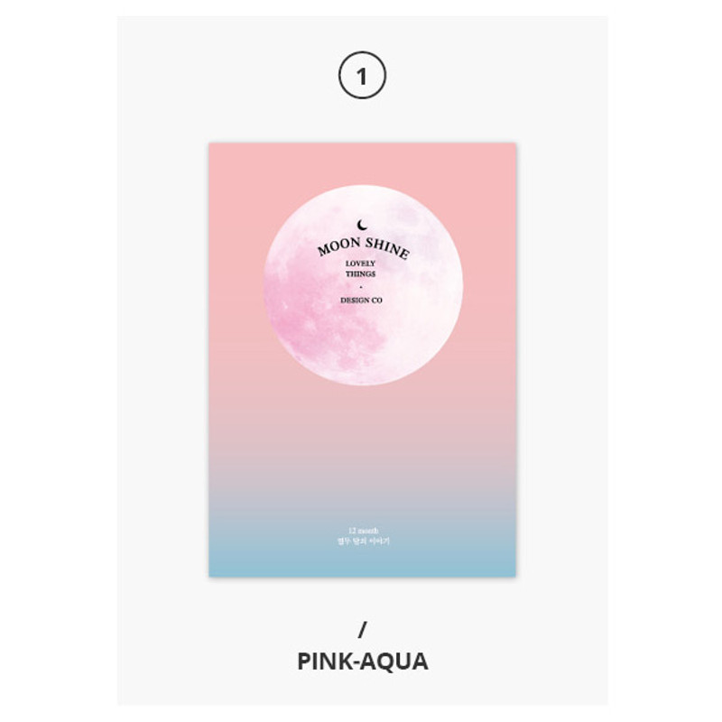 Pink-Aqua - Moonshine undated weekly diary planner agenda