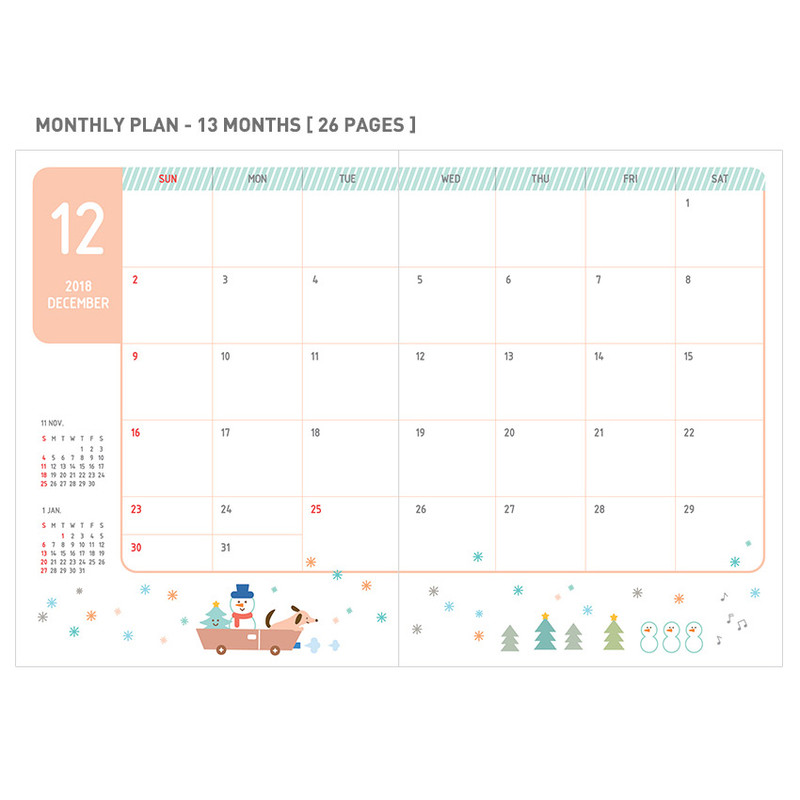 Monthly plan - 2019 Smiley dated daily diary with tray Monthly plan - 2019 Smiley dated daily diary with tray